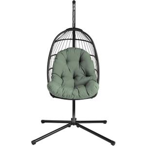 ARDEN earthFIBER Plush Indoor / Outdoor Egg Chair Cushion, 34 x 49, Water Repellent, Fade Resistant, Tufted for Comfort Sage Green Texture