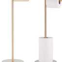 MARMOLUX ACC Free Standing Toilet Paper Holder Stand with Storage for 4 Rolls of Toilet Tissue for Bathroom, Stainless Steel Luxury Brushed Gold, 1pc - Bathroom Sets - Toilet Paper Storage