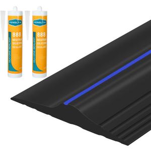 ToLanbbt 20Ft/6M Universal Garage Threshold Seal Strip with 300ml Black Sealants/Adhesives, Garage Door Bottom Weatherproof Strip Rubber DIY Weather Stripping Replacement (Blue) (20 Ft (incl. 2 adhesives))