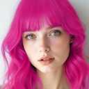 Wavy Wig and Sunglasses Set - 15 Inch Wavy Wig With Bangs - Heat Resistant Shoulder Length Curly Bob Wigs for Women - Bachelorette Party Costume Cosplay (Rose+Purple)