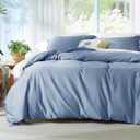 Bedsure Cooling Duvet Cover Queen Size - Moisture Wicking and Silky Eucalyptus Lyocell Cotton Hybrid Comforter Cover Set for Hot Sleeper - Buttery Soft and Breathable, Cooling Bedding Set, Slate Blue (Queen (90" x 90"))