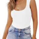 PINKMSTYLE Womens Basic Fitted Square Neck Tank Tops Double Lined Summer Tops Cute Sleeveless Shirts