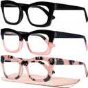 CCVOO Stylish Reading Glasses for Women, Eyeglasses, Blue Light Readers for Women, Computer Eye Glasses, Cheaters (A2 Midnight Rose)