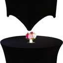 2 Pack 5FT Round Spandex Tablecloth 60" Round Elastic Table Cover Washable Wrinkle Resistant Fitted Table Cloth for Wedding Party Birthday Banquet Bar Events(Black)