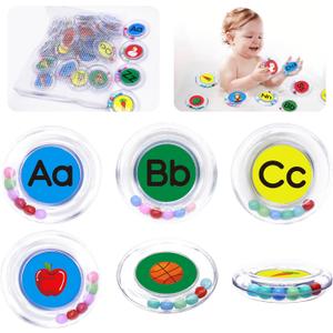 BeneSesqiu 26pcs Letters Floating Alphabet Bath Toys Ring, Mold Free Bathtub Toys Water Pool Toys Set with Mesh Bag for Kids Babies Toddlers Ages 2 3 4 - Preschool ABC Learning Educational Gifts