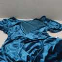 Simplee Womens Velvet Wrap Dress Short Sleeve High Split Fall Wedding Guest Dresses Long Formal Cocktail Party Dresses (Large, Lake Blue)