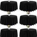 6 Pack 90 Inch Round Black Polyester Tablecloth Bulk Washable Table Covers for Wedding Dining Table Buffet Parties Banquet Decor(Black)
