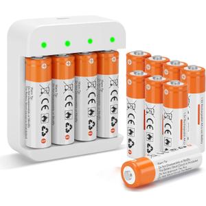 12 Pack Rechargeable 1.5V AA Size Lithium Batteries for Blink Camera, Long-Lasting Double A Battery 2600mWh with 2H Fast Charger (4 Bay Independent Slot)