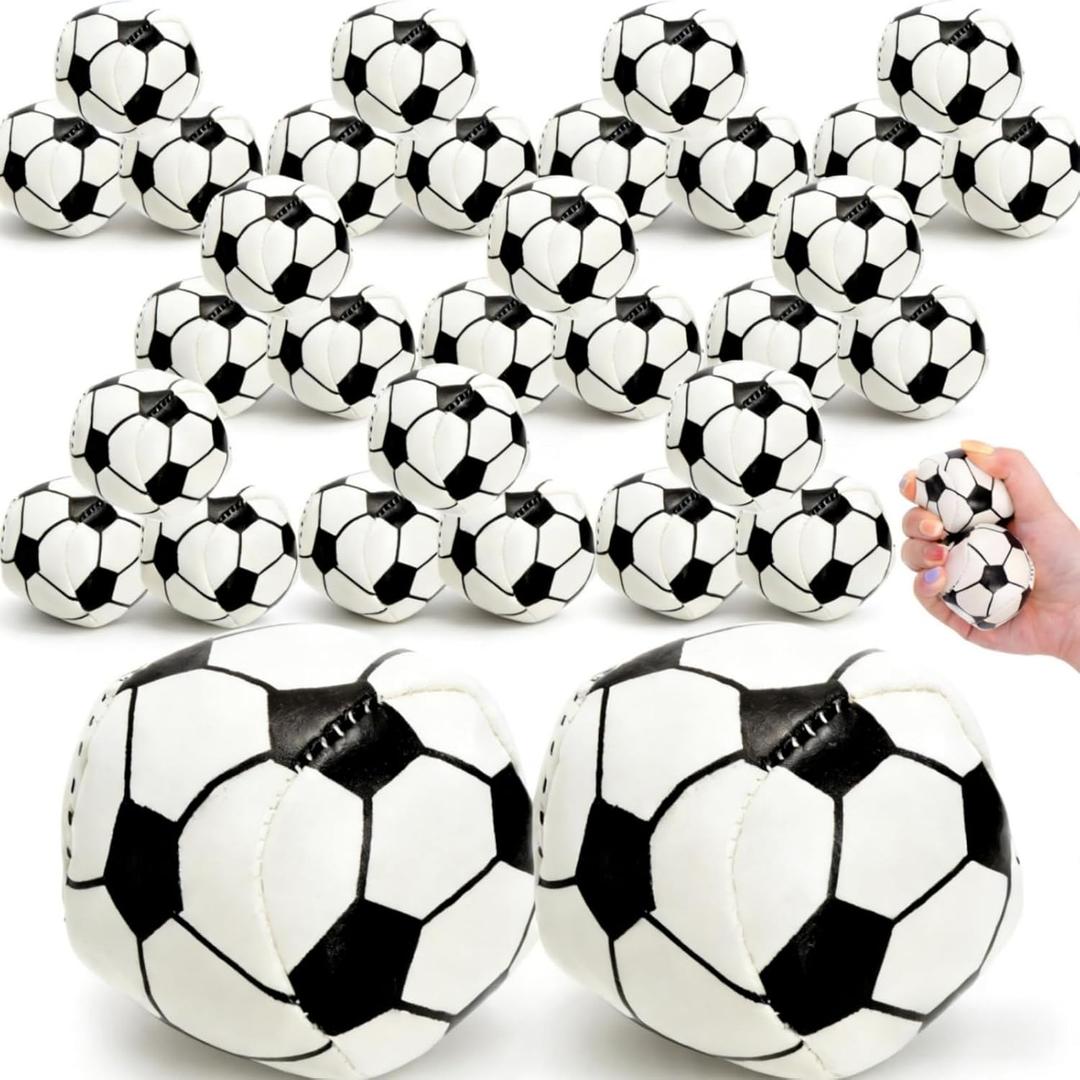 30 Pack Juggling Balls, 2" Plastic Juggling Bean Bags, Mini Juggle Balls, Soft Hand Catch Ball, Contact Juggling Ball for Beginners and Professionals, Soccer Design, Black & White