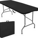 Folding Tables with Carrying Handle Lightweight Rectangular Portable Plastic Camping Table Steel Legs for Party, Dining, Wedding, Events, Picnic Indoor, Outdoor (5FT, Black)