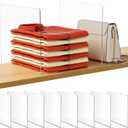 HBlife Acrylic Shelf Dividers for Closet Organization, 8 Pack Clear Sturdy Separate Closet Dividers for Shelves, Adjustable Purse Organizer for Sweater, Shirts, Handbags, Books in Bedroom and Kitchen