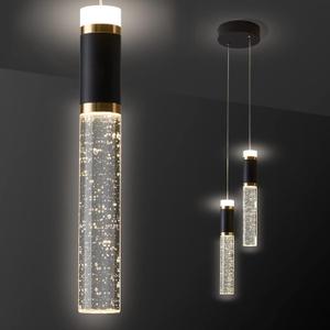 Led Pendant Light,Crystal Modern Kitchen Island Light Fixture,Adjustable Pendant Lighting for Kitchen Island,Black Gold Led Chandelier for Dining Room,Bedroom,Mini Pendant Spot Lights (2-Light))