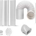 Portable AC Window Kit with Exhaust Hose, Air Conditioners Kits Parts Adjustable Window Seals for Sliding Window, Vertical Sliding AC Vent Kit with 5.9 Round Coupler