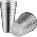 MEWAY Premium Stainless Steel Cups 24 oz Pint Cup Tumbler (4 Pack) - Premium Metal Cups - Stackable Durable CupChilling Beer Glasses, for Travel, Outdoor, Camping