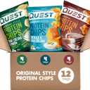 Quest Nutrition Protein Chips Variety Pack, BBQ, Cheddar & Sour Cream, Sour Cream & Onion, High Protein, Low Carb, 1.1 oz (Pack of 12), BBD: 11/13/26