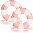 2 PCS 33inch Large Inflatable Pool Floats for Adults Swimming Pool Floats with Handle - Blue Floaties Pool Tubes Swim Rings Tubes Floaties for Beach Pool Party Decorations (Pink)