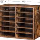 HOOBRO Literature Organizers, 12 Compartments Office Mailbox with Adjustable Shelves, Wood Countertop Literature Sorter for Office, Home, Classroom, Mailrooms Organization Rustic Brown FG12WF01