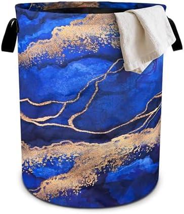 Blue Marble Laundry Basket Laundry Hamper With Handles Collapsible Laundry Baskets Storage Basket For Room Bathroom Bedroom Decor