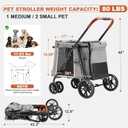 Medium Dog Stroller, Dual Entry One-Touch Folding,Small and Medium Pet Stroller,360 Rotating Front Wheels,80 lbs Weight Capacity for Outdoor Travel and Elderly Dogs - Gray
