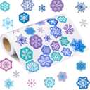 Tenceur 1000 Pcs Winter Snowflake Stickers for Kids, 55 Designs Snowflake Stickers Self Adhesive Winter Christmas Funny Cartoon Xmas Adhesive Gifts Seal for Envelopes Scrap Booking Christmas Party