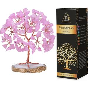 FASHIONZAADI Rose Quartz Crystals Tree, Crystals and Healing Stones, Pink Crystal Tree, Office Decor for Women, Birthday Gifts for Women, Crystal Decor, Spiritual Gifts