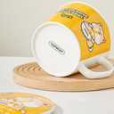 Ceramic Ramen Bowl with Lid, handle, Animal Cartoon Design, Microwave and Dishwasher Safe