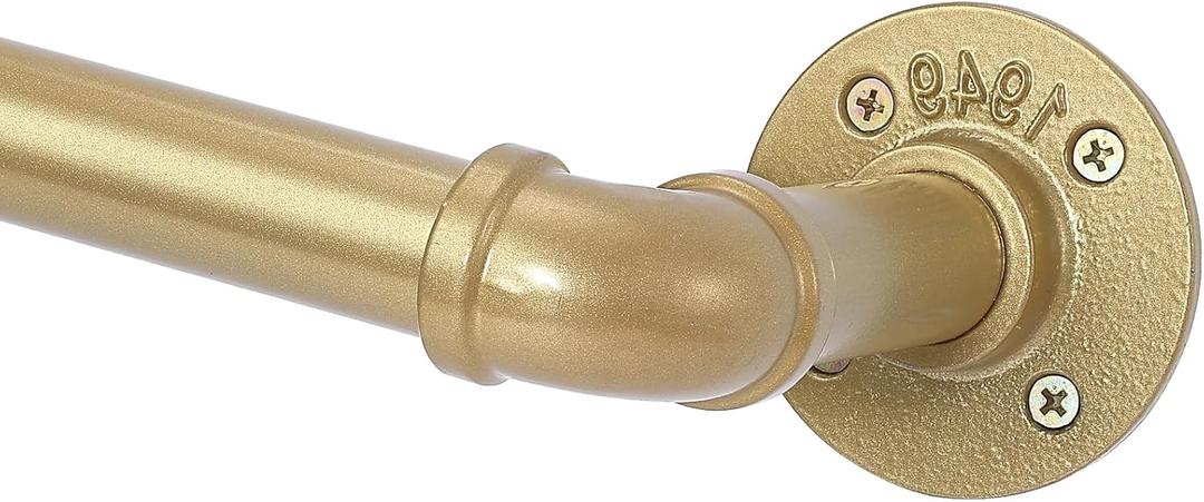 Curtain Rods for Windows 66-130 Inches - Industrial 1-Inch Wrap Around Gold Design - Indoor/Outdoor Room Divider - Adjustable Gold Curtain Rods, 30-120" Curtain Rods for Windows 66-130 Inches - Industrial 1-Inch Wrap Around Gold Design - Indoor/Outdoor Room Divider - Adjustable Gold Curtain Rods, 30-120"