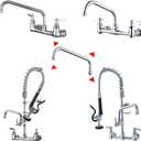 2 x 8 Inches Swivel Swing Nozzle Spout Replacement Kit for Commercial Faucet Wall Mount Kitchen Faucet Swing Nozzle Replacement