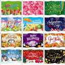 SmoothNovelty 12 Pcs Seasonal Garden Flag 3 x 5 ft Yard Flags for Outside Double Sided Holiday Banner with Grommets for Thanksgiving Christmas Outdoor Banner Decorations