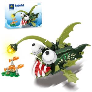 KAZI Angler Fish Toy Building Set,Halloween Sea Creatures Building Blocks,Ocean Animal Toys for Kids Ages 8 9 10 Plus Boys Girls,Halloween Party Favors,Christmas Birthday Gift,Easter Stuffers