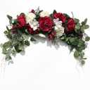 Wedding Arch Flowers, Rose Decorative Floral Swag for Lintel, 30Inch Artificial Greenery Eucalyptus Leaves Flower for Door Window Home Decoration 4 pc , 6ft white roses table runner