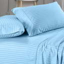 LuxClub 4 PC King Size Sheet Set, Breathable Luxury Bed Sheets, Deep Pockets 18" Wrinkle Free Cooling Machine Washable Hotel Bedding (Striped Light Blue), King Size