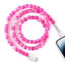 3 x SAMONPOW for iPhone Charger Cord 66W Fast Charging Cable 3.3FT Cute Jade Beaded USB to ISO Charging Cord for Women Girls Phone Charger Cord for iPhone 14 13 12 11 Pro Max XR XS X 8 7 iPad, Pink