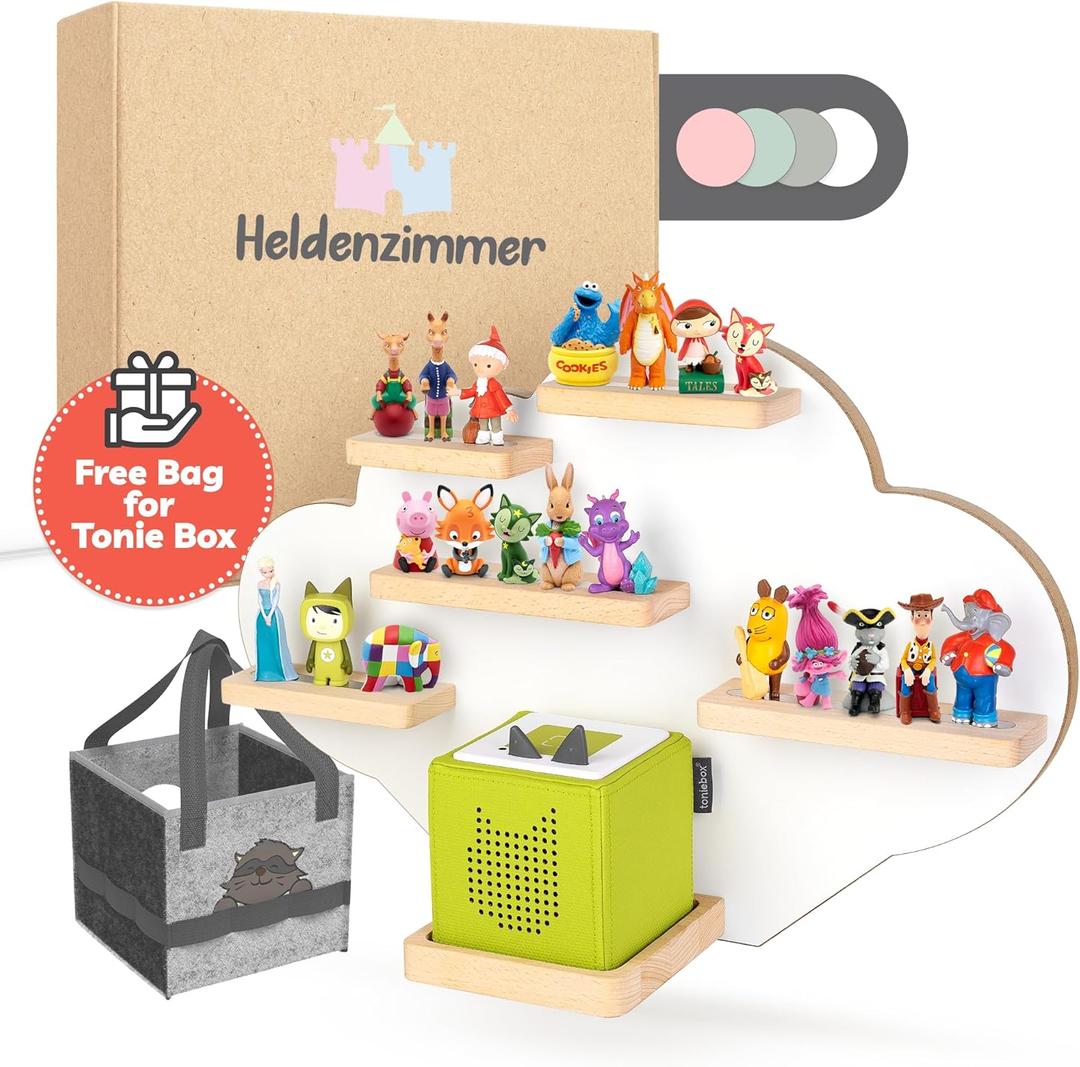 Heldenzimmer - Cloud Tonie Shelf for Tonies and Tonie Box - Tonies Storage for All Your Tonies Box Accessories - Tonie Wall Shelf (White)