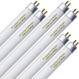 Amgolibi T5 14W 4100K Fluorescent Tube, 22 Inches F14T5/841 Straight Fluorescent Bulb, F14T5/CW Fluorescent Lamp for Counter and Cabinet Fixture, Cool White 1250 Lumen G5 Base