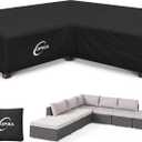Kipiea Patio V-Shaped Sectional Sofa Cover, 420D Heavy-Duty Oxford Fabric Outdoor Sectional Cover with 6 Windproof Buckles, Anti UV and No Tears, No Fading (105"/105" L x 33.5" D x 31" H) Black