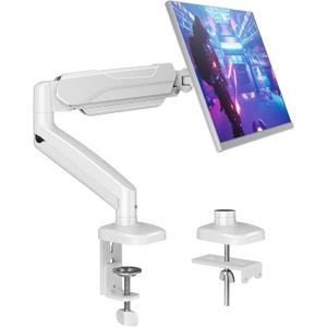 MOUNTUP Single Monitor Desk Mount Holds Screen up to 32 inch, Height Adjustable Monitor Arm, Computer Monitors Stand with Clamp/Grommet Mounting Base, VESA Mounts Fit 4.4-17.6lbs Computer (White)