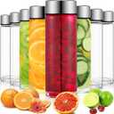 8 Pcs 16 oz Wide Mouth Glass Water Bottles Reusable Glass Juice Bottles with Lids Leakproof Juicing Jars with Silver Lids for Fridge Milk Juicing Smoothies Infused Water Beverage Kombucha Tea Drinking