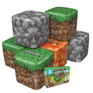 Inflatable Cubes, 6 Pieces, 3D, Minecraft, Orange, Grey, Brown, 18x18 in