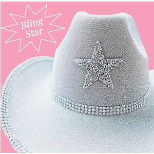 Silver Cowboy Hat Sparkly Sequin Cowgirl Hat Glitter Star Rave Hat for Bachelorette Party Halloween Costume Hats