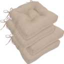 RACE LEAF 4 Pack 17x17 Inch Patio Chair Cushions, Thickened Seat Cushions Waterproof Stain Resistant with Non-Slip Ties (Khaki)
