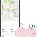 Air Tracker Tags 2 Pack - for iOS Only - Bluetooth Keys Finder Luggage Tracker Compatible with Apple Find My APP, Item Locator Item Finder for Luggage, Backpack, Suitcases - Pink