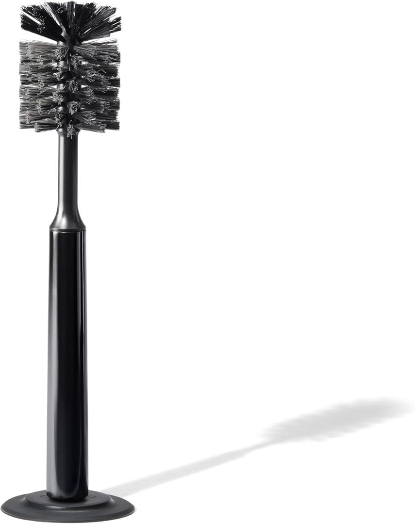 Curio Home Goods Ionic Bottle Brush, Magnetized to Stand Upright, Stainless Steel with Replaceable Head, Onyx/Black
