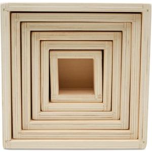 Nesting Gift Boxes Set of 6, Stackable Square Boxes, Rainbow Stackable Nesting Boxes for Crafts, by Woodpeckers