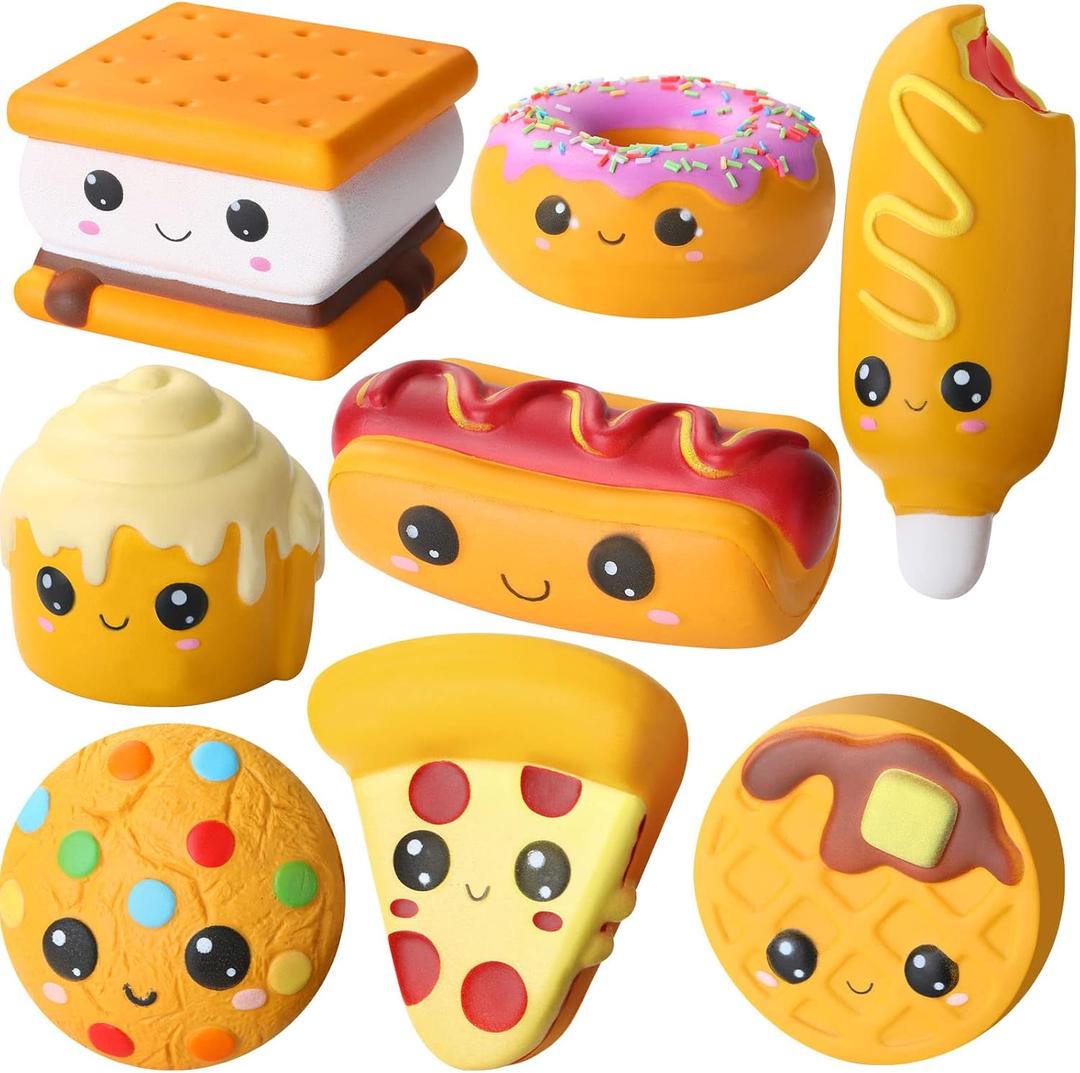 Zhanmai 8 Pcs Slow Rising Toys Food Foam Stress Toys in Hot Dog Cake Bread Smore Pizza Biscuit Donut for Teens Adults Anxiety Stress Relief