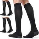 CS CELERSPORT 3 Pairs Compression Socks for Men and Women 20-30 mmHg Running Support Socks (Black, L)
