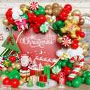 Christmas Balloon Arch Kit,143 Red Green Gold Xmas Balloon Garland with Candy Canes,Gift Box,Gingerbread Man,Santa Claus Foil Balloons for Christmas New Year Winter Holiday Home Party Decorations