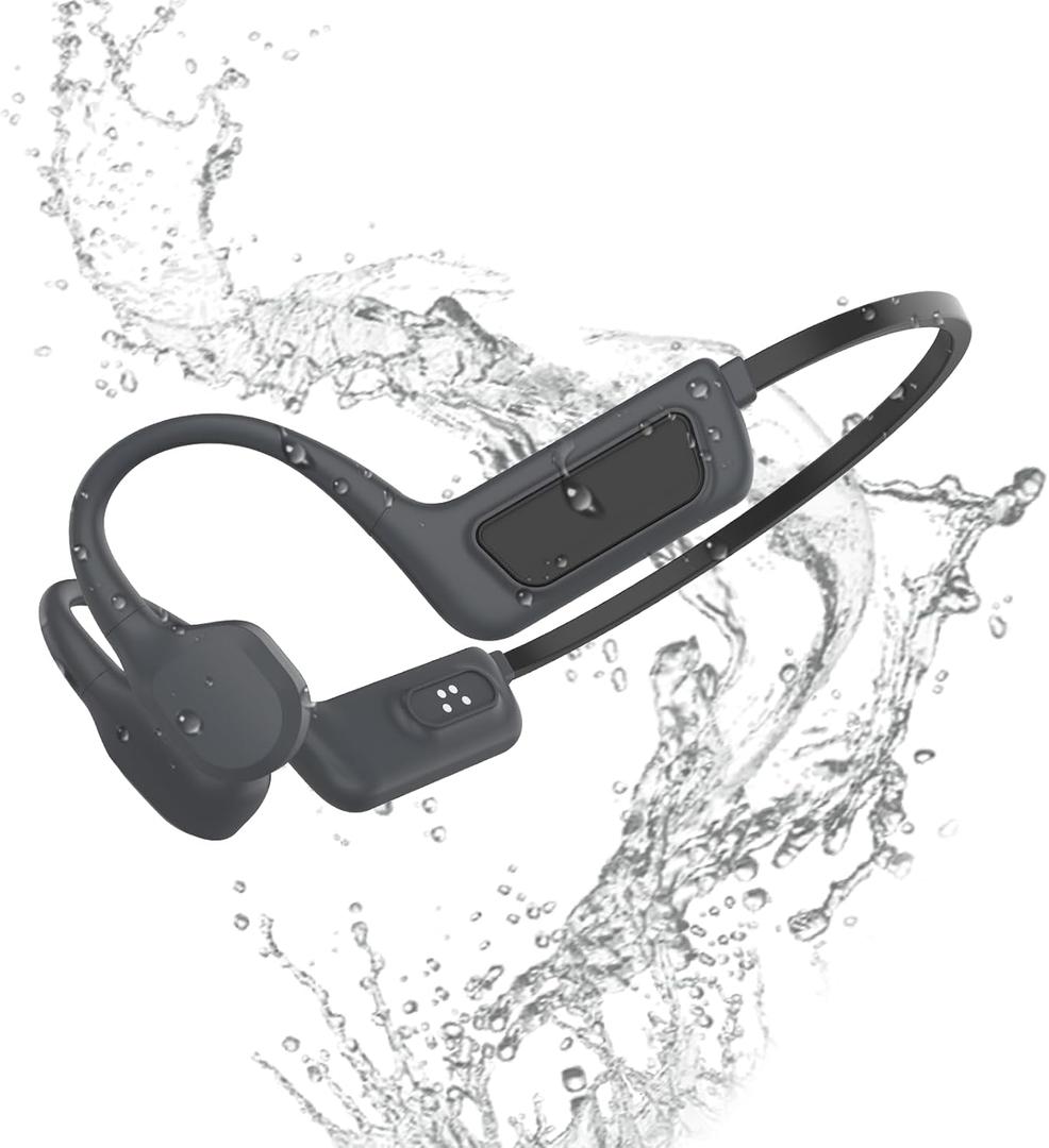 Bone Conduction Headphones-SurfAudio, IP68 Waterproof Swimming Headphones . Bluetooth 5.4, Wireless Open Ear Headphones with Mic, 32GB MP3, Up to 15 Hrs Playtime, Running and Fitness Workout (black)