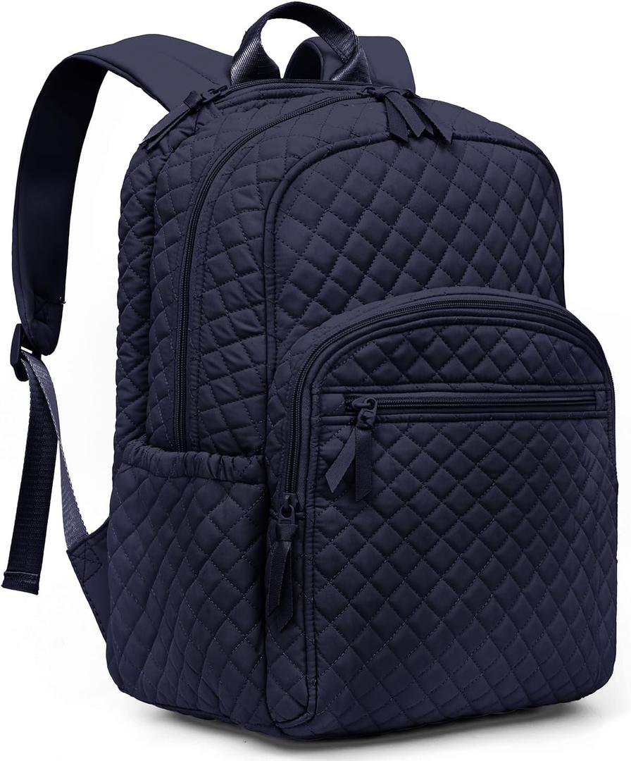 College Laptop Backpack, Travel Backpack for Women, Quilted Casual Daypack, Waterproof Bookbag for 15.6 Inch Laptop