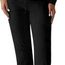 OLCHEE Womens Lounge Set 2 Piece Outfit Long Sleeve Ruched T-Shirt Top Wide Leg Pants Matching Loungewear Fall Tracksuit (Small, Black)